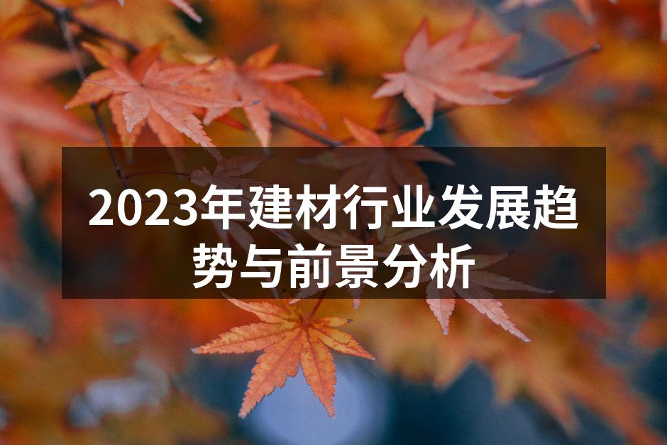 2023年建材行业发展趋势与前景分析